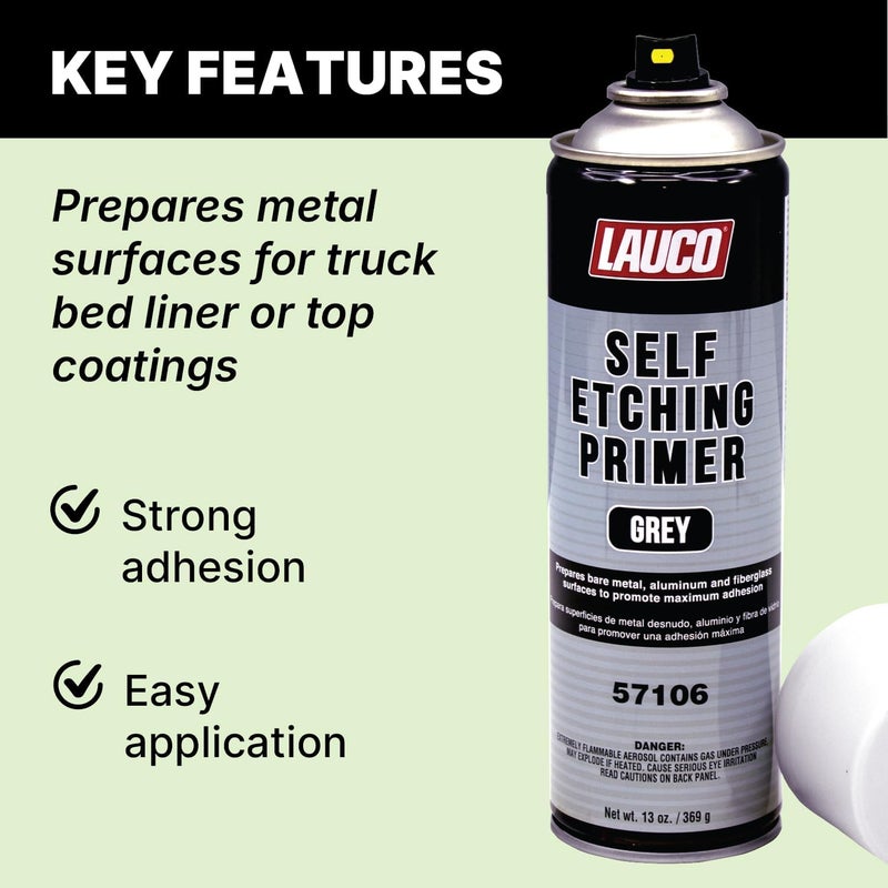 LAUCO Self Etching Primer Grey Aerosol Spray Can With Aerosol Spray Gun - Pack of 6 - Automotive and Industrial Primer - Great for use on Bare Metal Areas Before applying Truck Bed Liner (57106) - Image 2